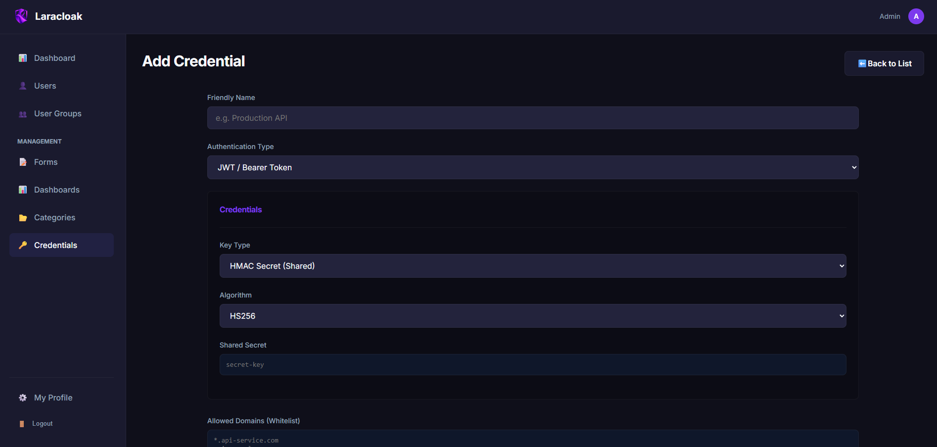 Placeholder: Captura de pantalla de la gestión de Credenciales