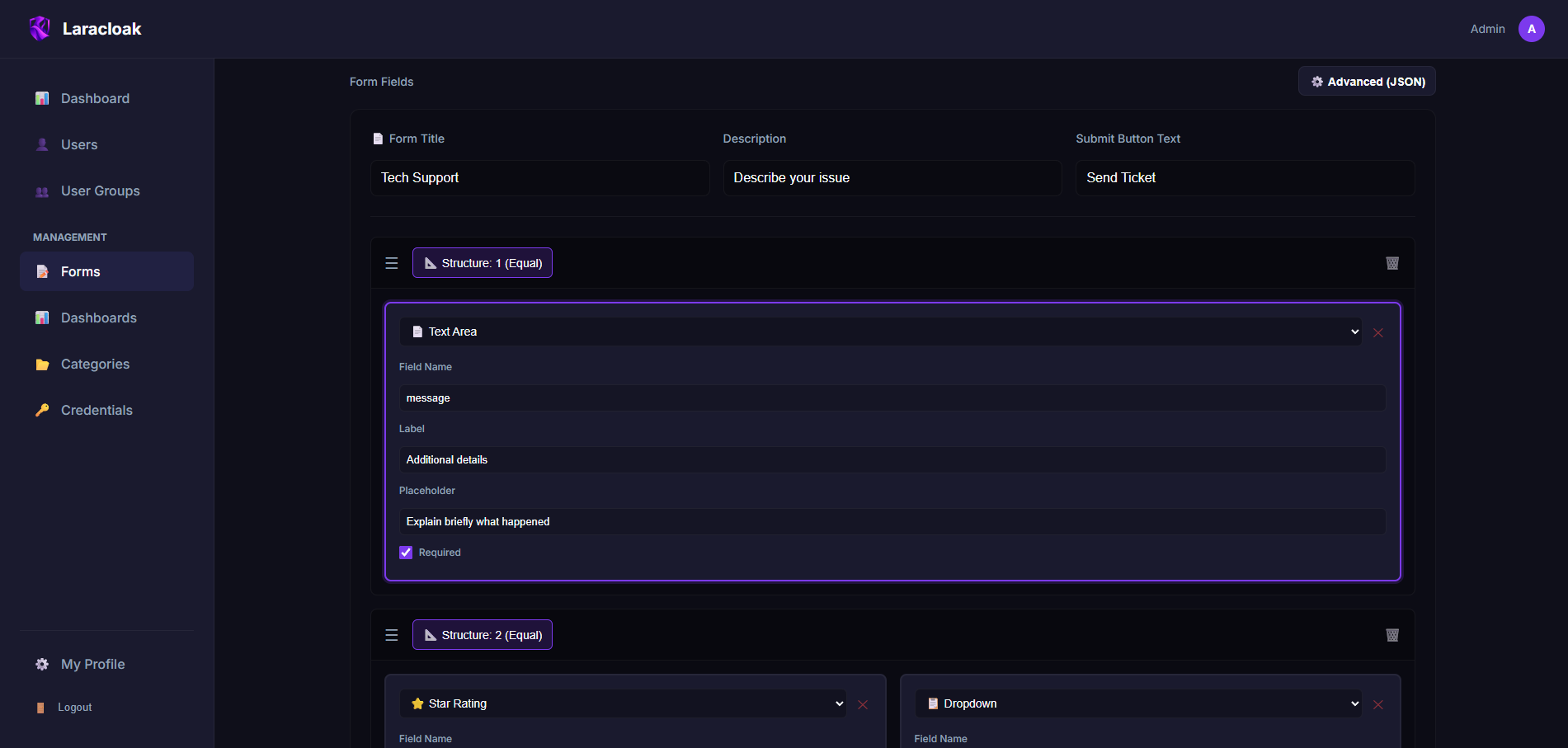 Placeholder: Screenshot of the visual form builder