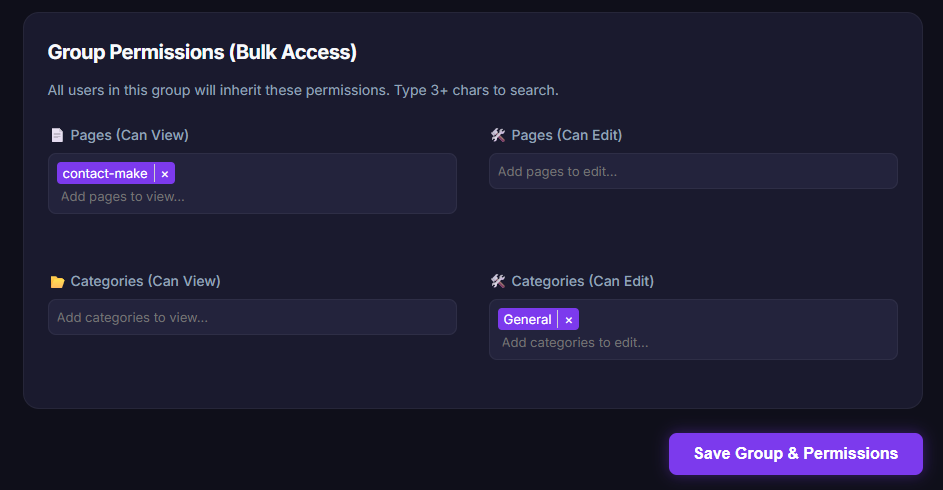 Placeholder: Captura de pantalla de la matriz de permisos en el perfil de usuario